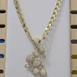 Cuban Chain Gold with 3 Butterfly Pendants 6mm x 19 Inches Jewelry