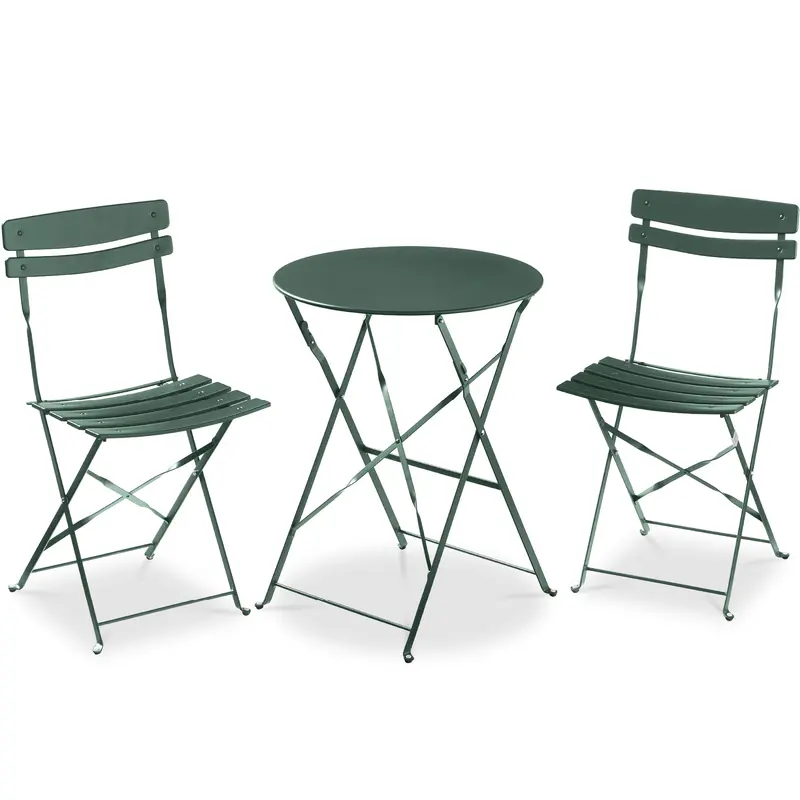 Best Choice Products 3-Piece Small Bistro Set, Folding Patio Furniture Set of 2 Chairs and Table