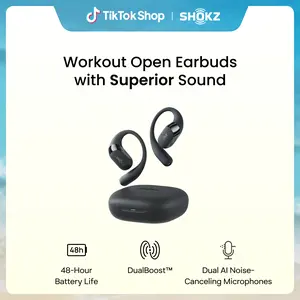 SHOKZ OpenFit 2 Open-Ear Headphones with True Wireless Bluetooth, Microphone, 48 Hours of Playtime, Fast Charging, IP55 Water-Resistant