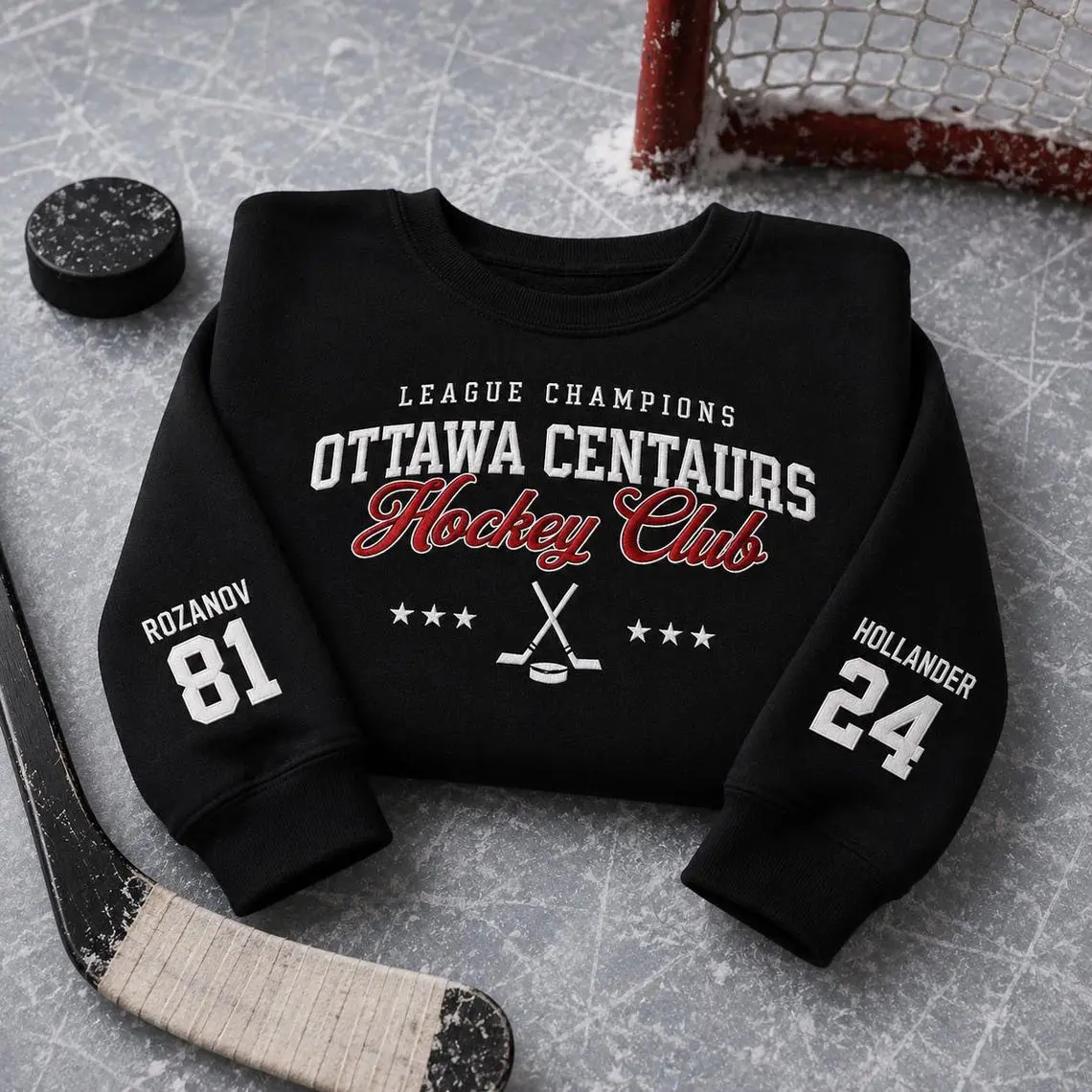 Embroidered Hockey Sweatshirt, Ottawa Centaurs Hockey Club Sweatshirt, Vintage Ice Hockey Pullover, Hockey Fan Gift.
