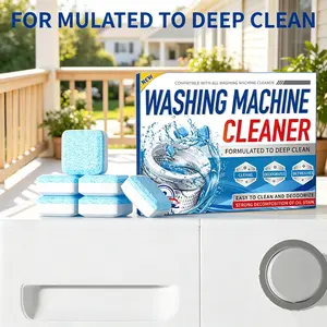 Washing Machine Effervescent Cleaning Tablets, Active Formula Deep Cleaner & Odor Eliminator, Dissolve Dirt, Grease and Tough Stains Fit All Automatic Washers