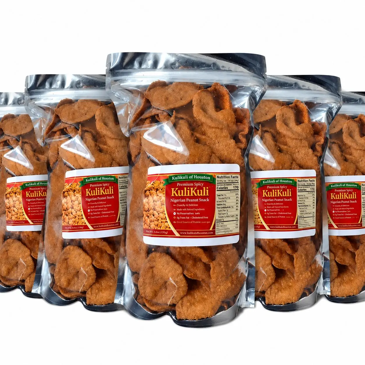 Authentic Nigerian Kulikuli Spicy Real Peanuts Snack Pack - Crunchy Roasted Protein-Rich Nuts Chip, 8oz(227g) Natural Plant-Based Gluten-Free Food, Fresh Batch in Stand-Up Pouch, Made in Houston with Traditional Flavor Spices