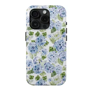 Elegant Watercolor Hydrangea Phone Case Merging Fresh Floral Charm With Romantic Artistic Aesthetics Featuring A Ultra-Thin Hard Film Back And Reinforced Shock-Absorbent Frame Blending Crystal-Clear Print Clarity For iPhone 17 16 15 14 13 12