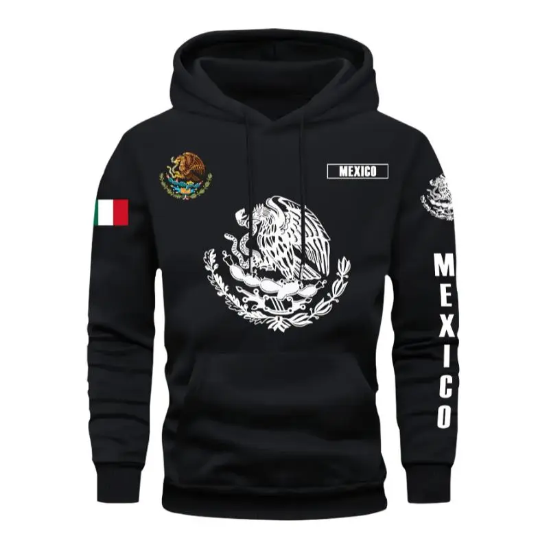 MOBOMOP Clear Fashion Men's Clothing [Mexico Print Hoodie] Mexico Print Hooded Sweatshirt - Men's Casual Trendy Pullover Hoodie DFEE