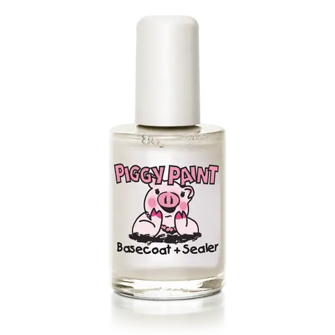 Kids' Non-Toxic Nail Polish Basecoat + Sealer Bottle (0.5 fl oz) - US-Made, Vegan, Cruelty-Free, Durable Piggy Paint for Parents, Manicure at Home, Easy Nail Art