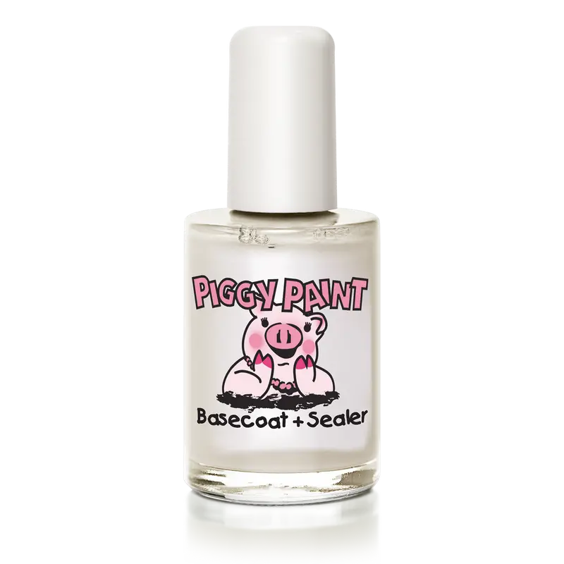 Kids' Non-Toxic Nail Polish Basecoat + Sealer Bottle (0.5 fl oz) - US-Made, Vegan, Cruelty-Free, Durable Piggy Paint for Parents, Manicure at Home, Easy Nail Art