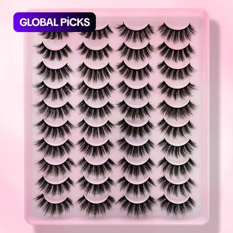 Long D-Curl Cosmetic False Eyelashes, Wispy Faux Strip Lashes with Full Volume, Fluffy Eyelashes Cluster Lashes Kit for Women and Girls #GLOBAL PICKS