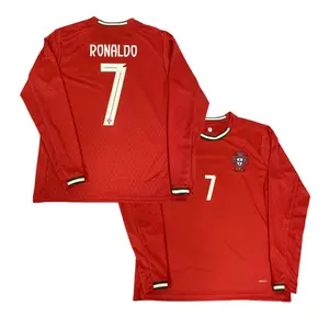 2025 Portugal Home Long Sleeve 7# Cristiano Ronaldo Soccer Jersey Red Football Jersey Quick Drying