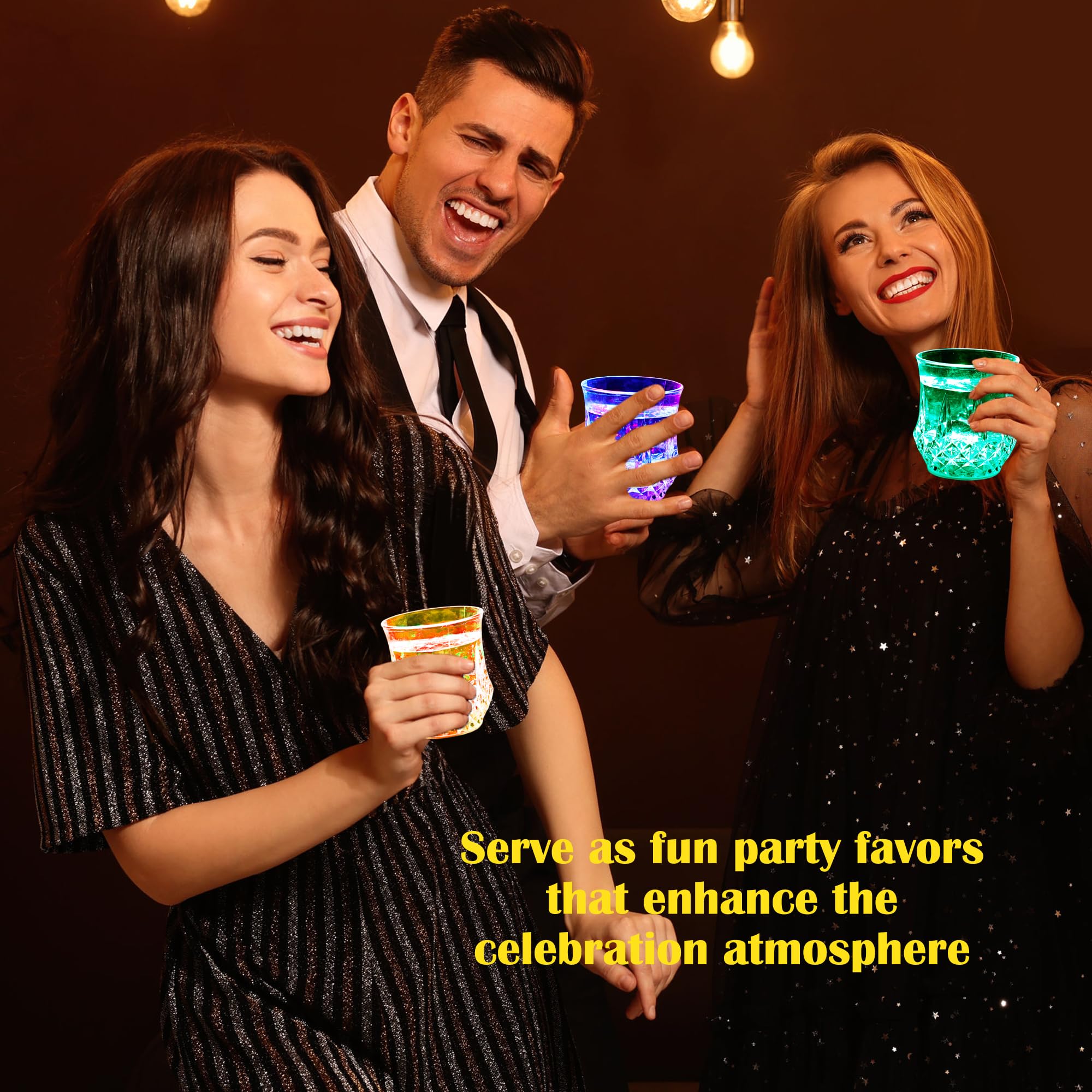 Liquid Activated LED Color Changing Glasses Set - Acrylic Multicolor Flashing Drinking Glassware, Unisex Pre-Packed Party Gifts for Bar Disco Decor (2/4/6-Pack, 4-Pack Option Included), 2/4/6 Pcs