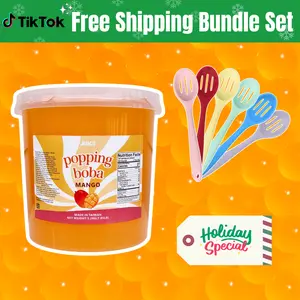 [Bundle Set] JUICII Popping Boba Pearls/bursting balls - Perfect for Bubble Tea, Frozen Yogurt, Boba, Matcha, Beverage Drinks, Ice Cream Toppings Family Size