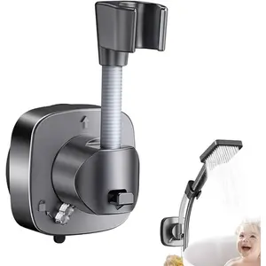 1pc Drill-free Adjustable Shower Head Holder, Strong Adhesiveness Bathroom Hardware Accessory for Wall-mounted Handheld Showers, No Wall Damage