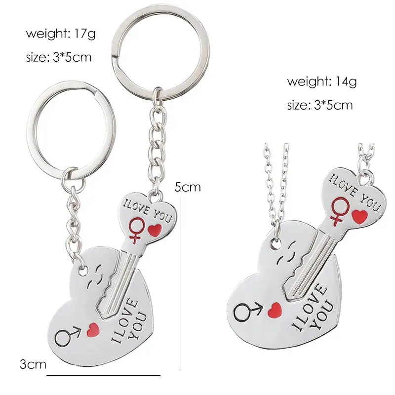 Couple I LOVE YOU Letter Keychain Heart Key Ring Silvery Lovers Love Key Chain Valentine's Day Gifts Jewelry