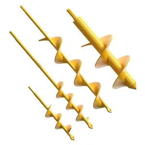 Garden Auger Drill Bit for Planting - Pack of (4) - Garden Ground Earth Post Hole Digger Drill Auger for Gardening Bulb Bedding Digging Plant Rapid Planter for 3/8in Hex Drill (Yellow)