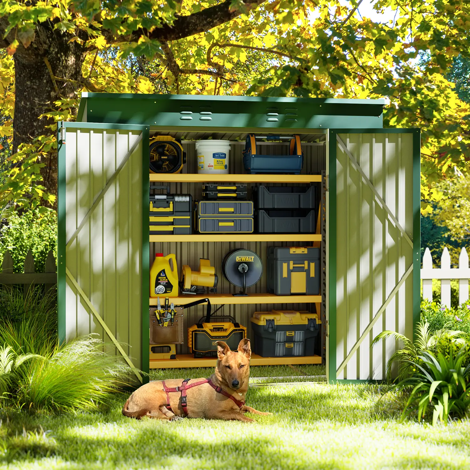 Gizoon 6' x 4' Outdoor Storage Shed with Double Lockable Doors Anti-Corrosion Metal Garden Shed Waterproof Shed Outdoor Storage Clearance for Backyard Patio