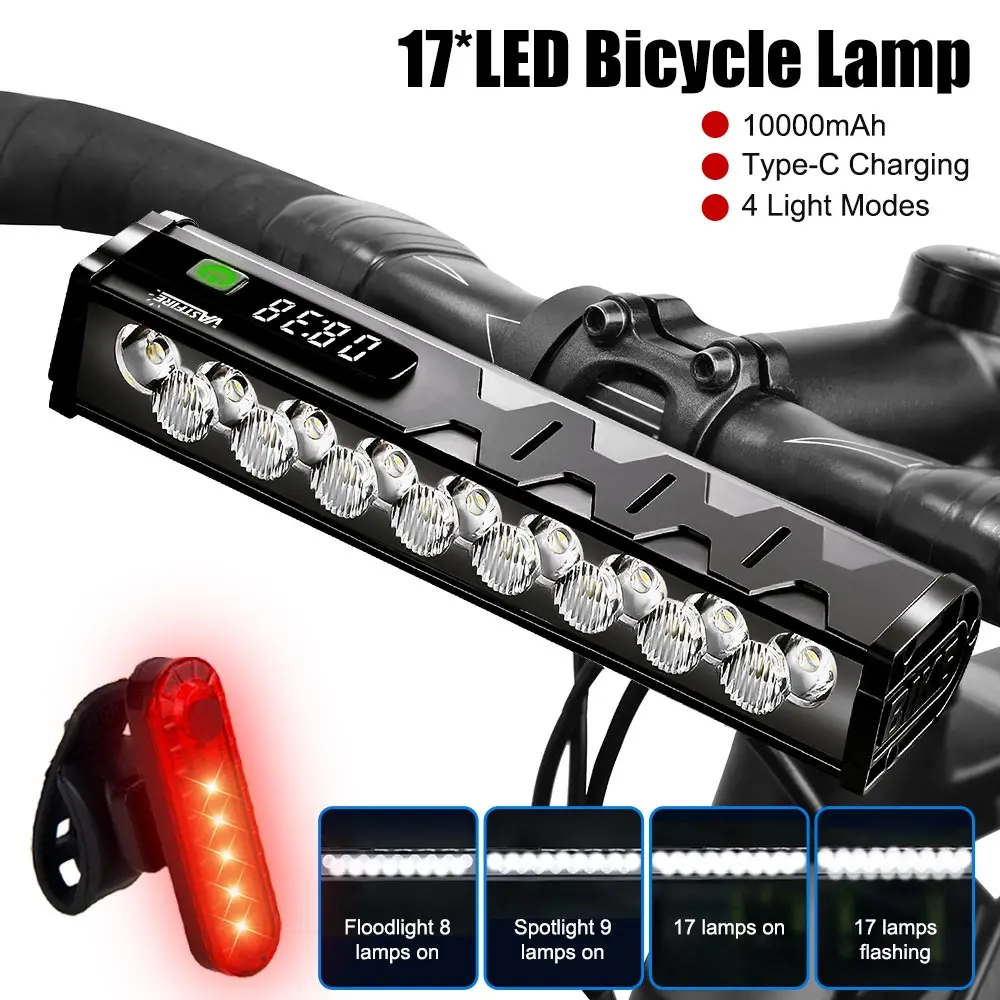 High Lumens Ultra Bright LED Bike Headlight - 5500LM, 10000mAh Rechargeable Bicycle Front Light with Digital Display, IP65 Waterproof, Type-C Charging, Power Bank Function, 4 Modes for Mountain Biking, Cycling Lights & Reflectors