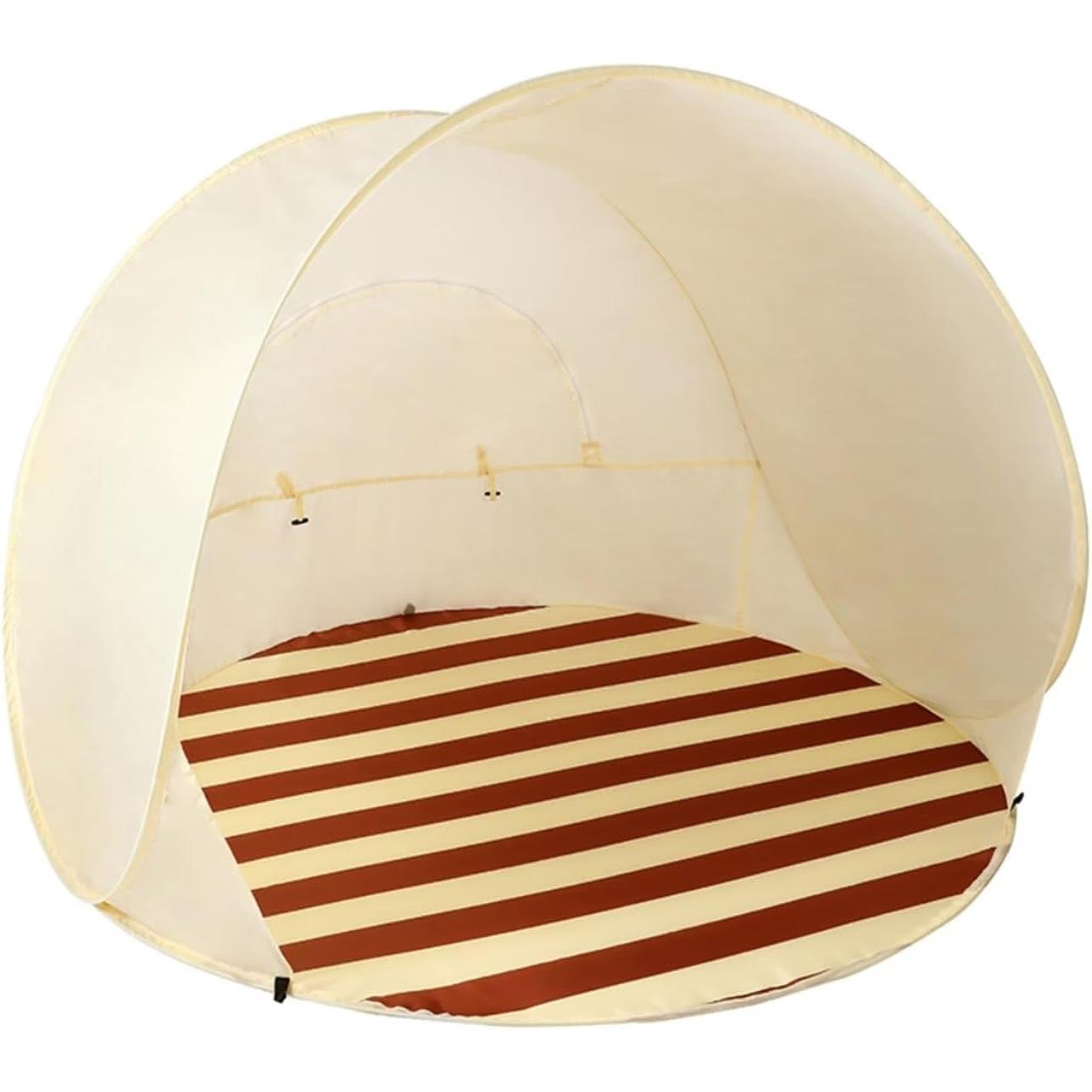 Portable Quick-Set Beach Tent for Camping and Outdoor Use at the Beach, One-Button Pop-Up Tent; No Assembly Required; Sunshade Tent essentials