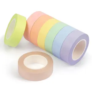 8 Rolls Washi Tape Colored Washi Masking Tape 1/2 Inch Rainbow Colors Painters Tape Colorful Craft Art Paper Tape for Labeling DIY Decorative Coding Teaching Supplies, Pastel Colors