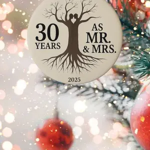 Personalized Anniversary Ornament, Pearl Wedding Keepsake,  Personalized Gift for Couple Celebration, Christmas Ornament for Married Couple