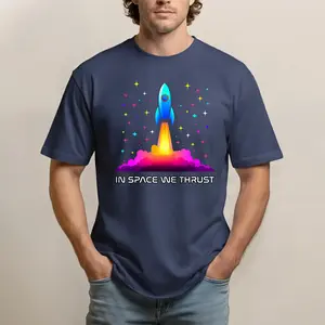 In Space We Thrust Graphic Tee | Comfort Colors T-Shirt | Space Rocket Shirt