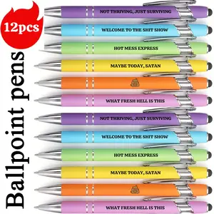 Funny Witty & Wicked Office Pens - Funny Teacher Pens 6/ 12 high-quality black ink ballpoint pens with Sarcastic Funny Coworker Gifts for Desk, Office Pranks, Personalized Office Supplies for Colleagues