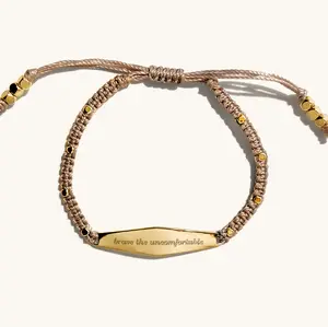 Macrame Bracelet Engraved with Grounding Phrases