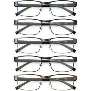 5PCS Reading Glasses Men - Blue Light Blocking Computer Metal Thin Frame Readers For Mens/Women(0.50) Silicone Clear Eyeglasses Gift Handy Color A