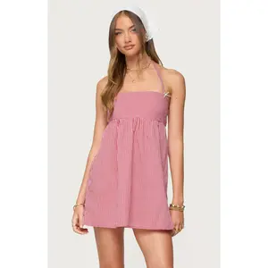 Edikted Women's Rina Gingham Halter Mini Dress