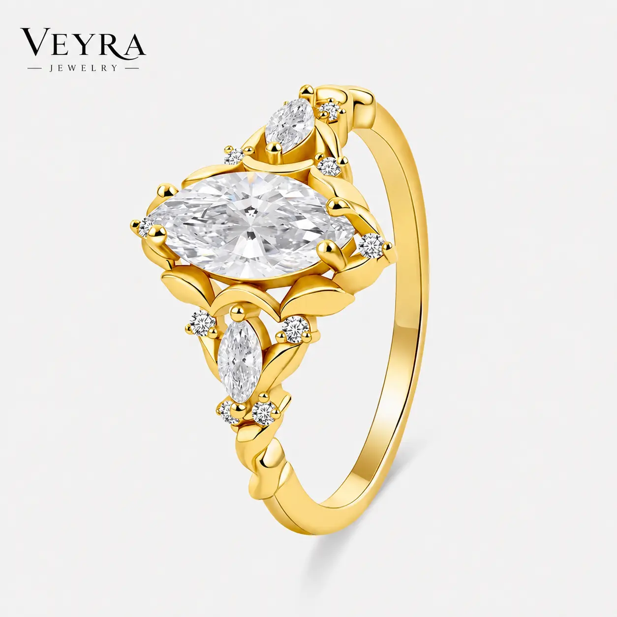 VY S925 Silver 1ct Marquise Cut Synthetic Moissanite Engagement Ring - Unisex Vintage Fine Jewelry for Adults' Engagement, Birthday Gifts, Anniversary, Hypoallergenic