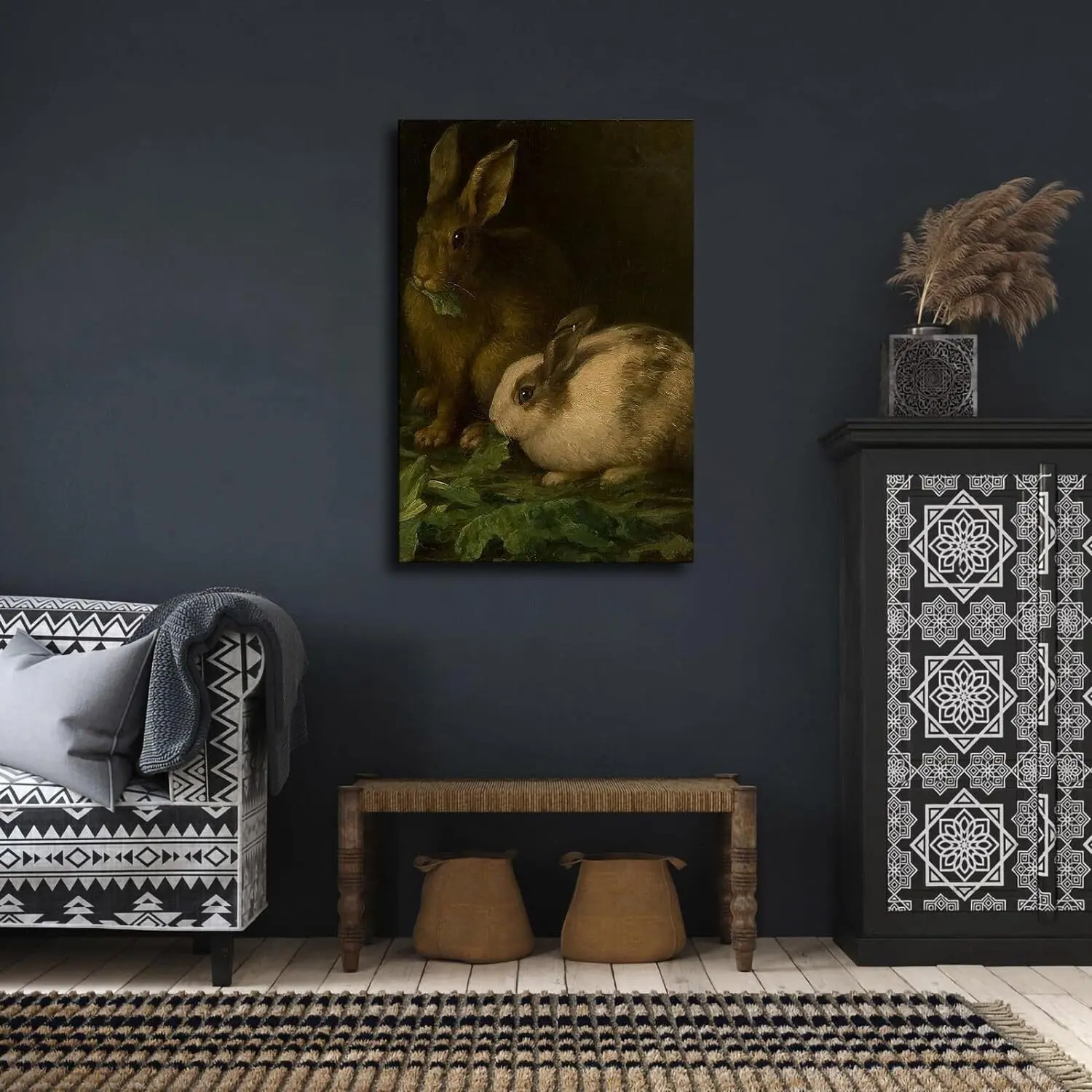 Vintage Bunny poster Animal poster Painting Canvas Wall Posters Art Print Decor Room Decoration Photo Ornaments Artistic