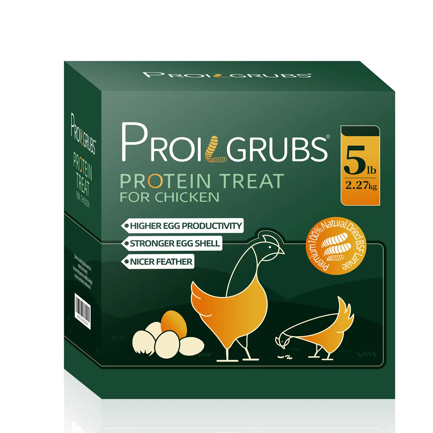 PROILGRUBS 5 LBS All-Natural Non-GMO Dried Black Soldier Fly Larvae - High-Protein Chicken Feed, Treats for Chickens, Hens - Suitable for Feeding Horses, Geese, Ducks - Microwave Oven-Safe Dried Worms #sohochic