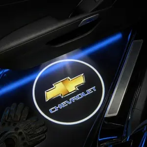 2 Pcs Chevrolet Carbon Fiber Welcome Light Set, Car Door Projection Lamp, Laser Light, Decorative Floor Lamp, Car Door Lights (no Battery Included)