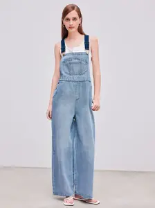 Denim Buckle Wide Leg Jumpsuit