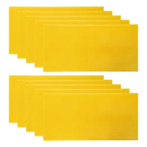 Wax Coated 8-1/2-Inch Deep Beeswax Foundation Sheets, 10 Pcs Plastic Bee Hive Foundation Sheet Fit Deep Frame for Beekeeping