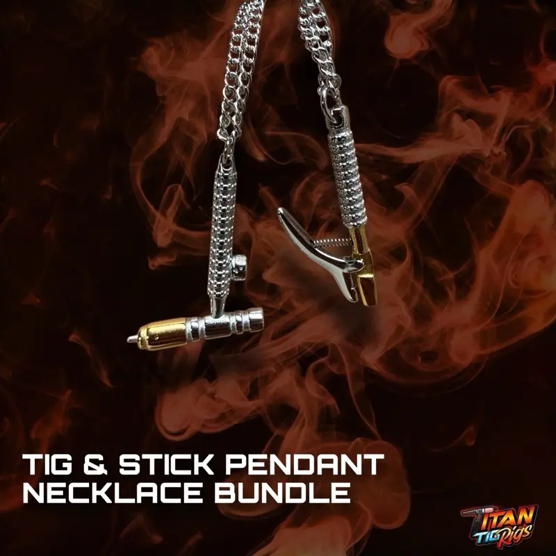 Welder's Articulating TIG & Stick Pendant Necklace Bundle, Stainless Steel Chains