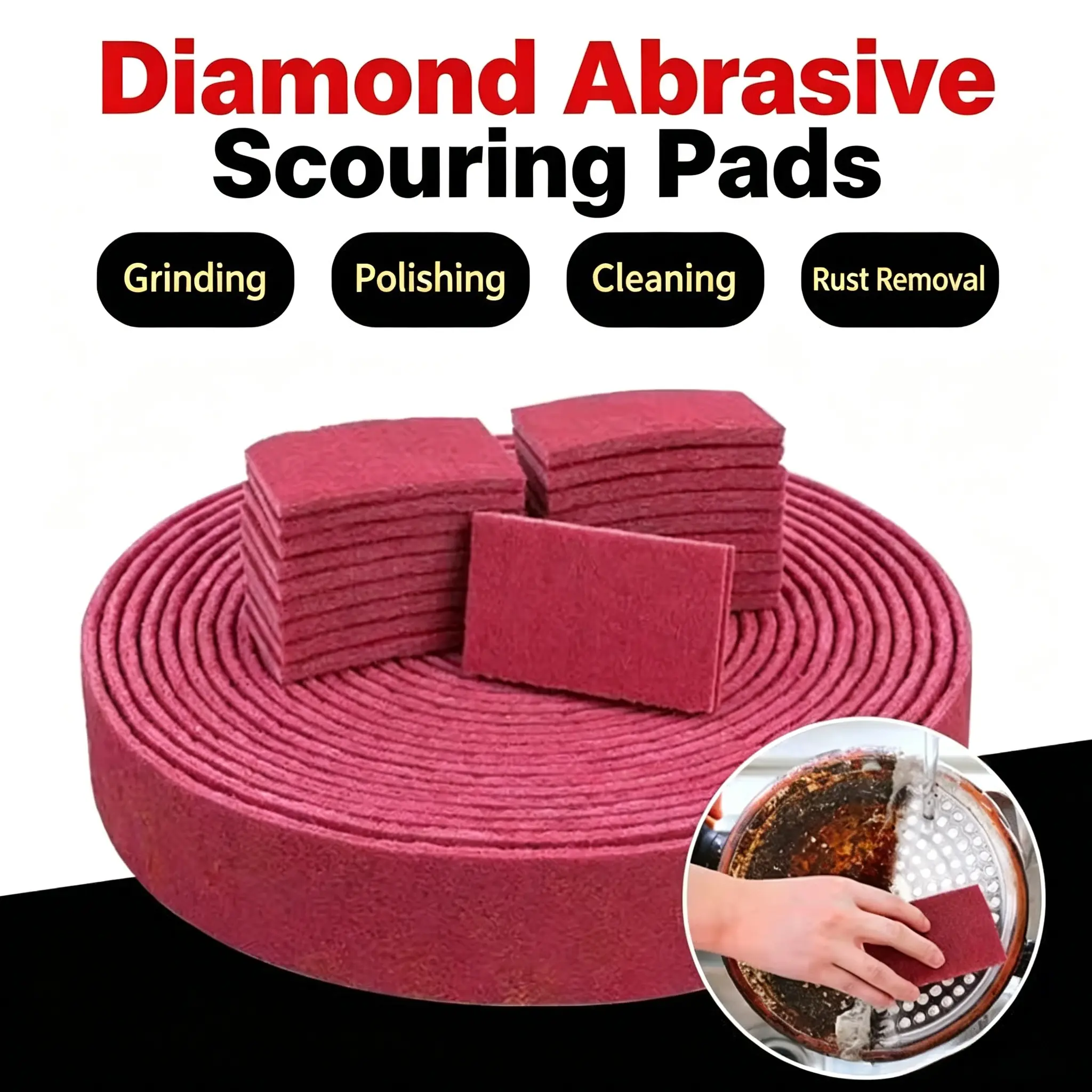 Multi-Purpose Scuff Pads Set for Tough Stain (39, Inches) | Maroon Surface Pads Block for Rust Removal. Durable General Purpose Red Scuff Pads for Kitchen Use and Auto Paint Work