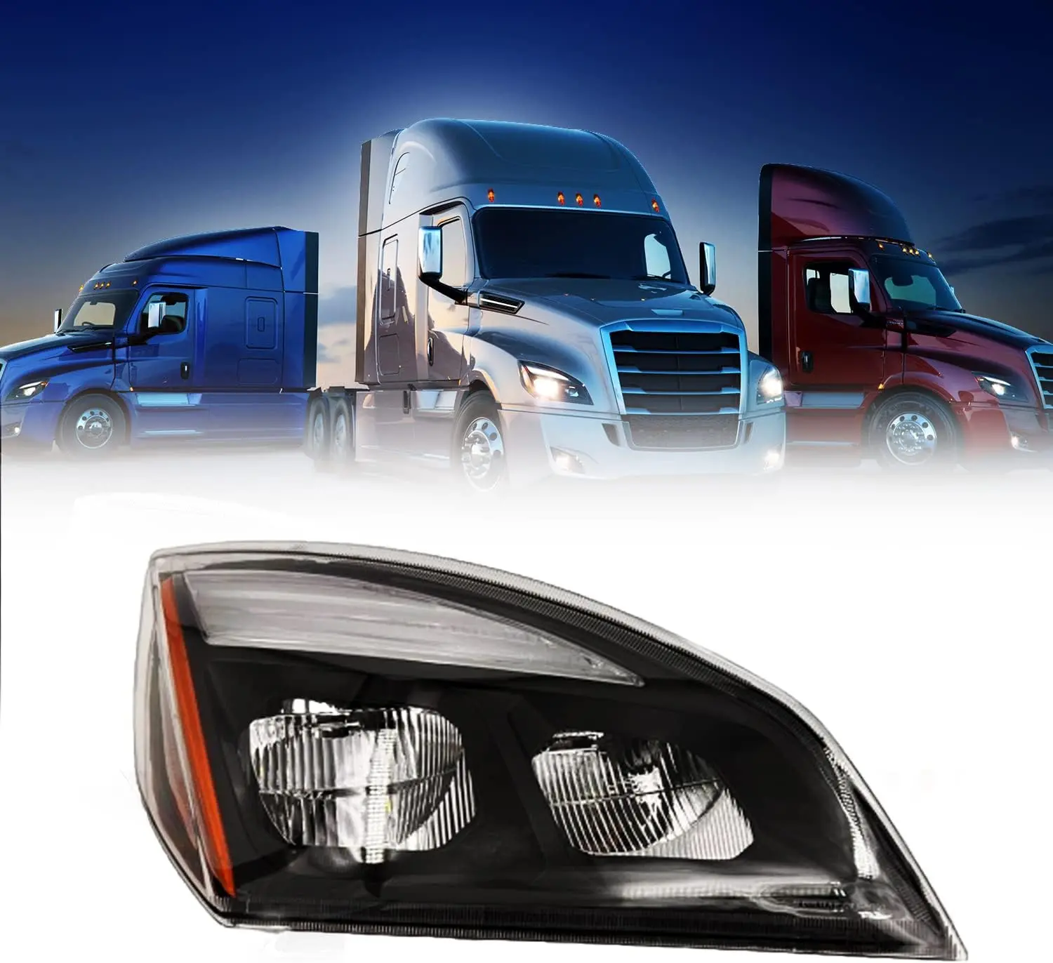 Torque Passenger Right Side Halogen Headlight Replacement for 2018 2019 2020 2021 2022 Freightliner Cascadia semi Trucks [Included All Bulbs] Assembly DOT SAE Approved Headlamp LH (TRH319902BR)