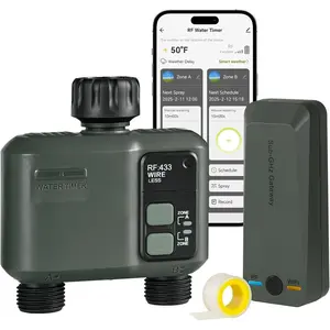 WiFi Water Timer for Garden Hose, Sprinkler Timer 2 Zone,  Lawn Watering System with WiFi Irrigation Controller, Voice Control, Automatic Irrigation/Rain Delay/Manual Watering D32WT06