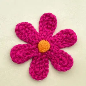 Knitted Patch Flower DIY Handmade Sewing Accessories, Pack of 2 Knit Fabric Appliques for Clothing Shoes Bags, Craft Supplies