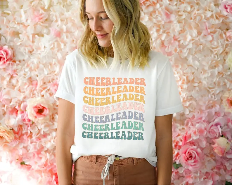 Cheerleader Shirt Cheerleader Graphic Tee Cheer T-Shirt Retro Graphic Tee Gifts for Cheerleader Cheer Squad Shirts Plus Size Shirt Unisex
