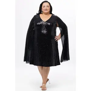 After Hours Black Long Sleeve Sequin Party Dress