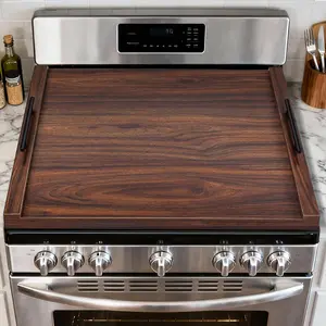 Noodle Board Stove Cover with Handles, Ultra Thick  Stove Top Cover Board for Electric/Gas Stove, Counter Space Top Covers  As Sink Covers & Decorative Tray (Walnut Color)