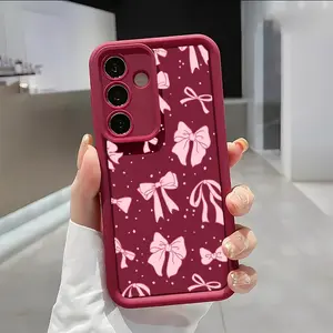 Full screen pink bow tie Soft&Flexible TPU Silicone Phone Case For Galaxy S26 Ultra S25 Edge S24 FE S23 S22 S21 Plus A13 A14 A15 A16 A17 A33 A34 A35 A36 A52 A53 A54 NOTE20 Durable|Shockproof|Full Camera Protection|Anti-Fingerprint summerwins