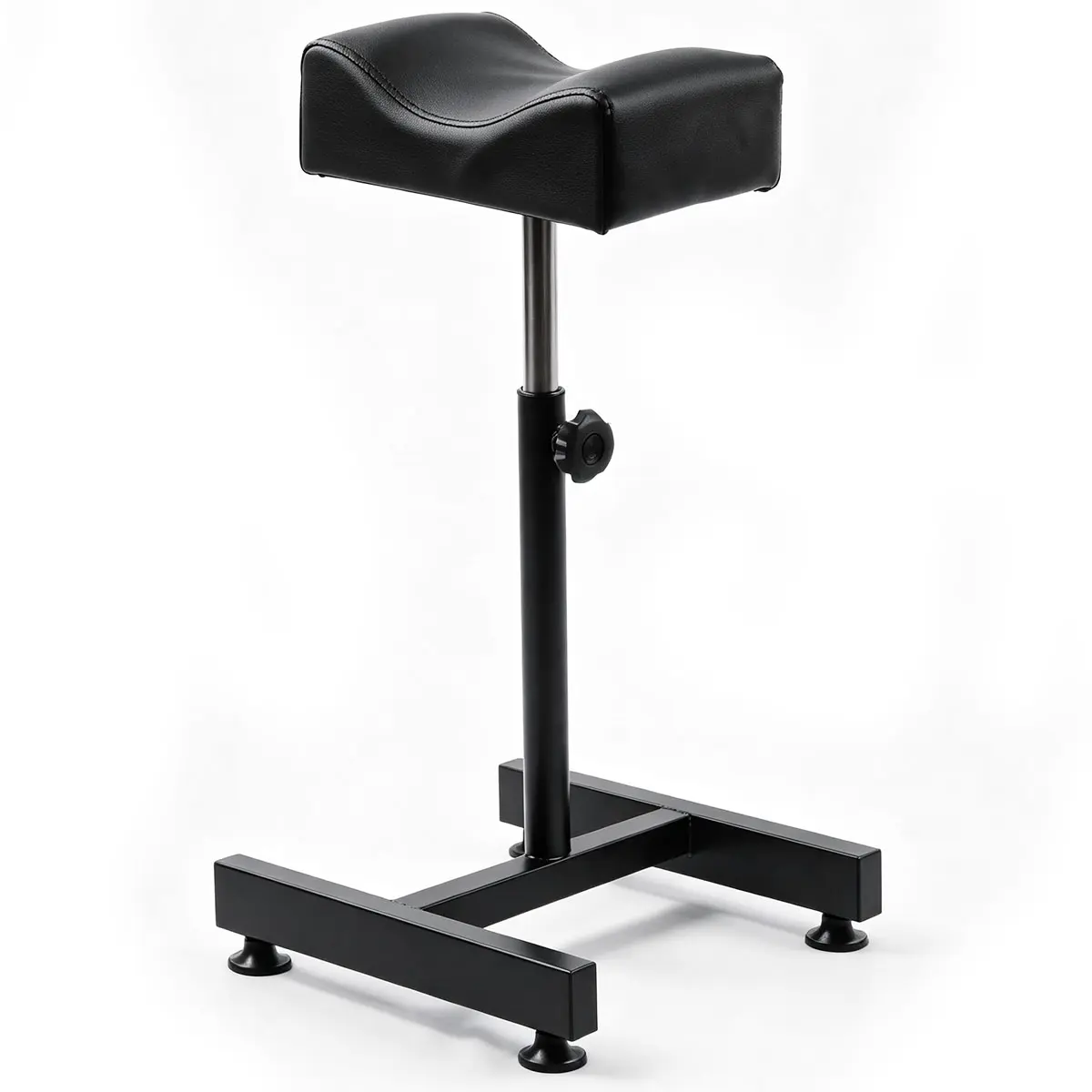 Matte Black Professional Height-Adjustable Nail Tech Pedicure Stand - Waterproof PU Leather Foam Footrest with Anti-Slip Base, Feminine Assembly-Required Multi-Purpose Support for Beauty Salons & Personal Use