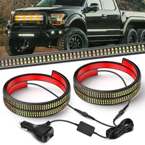 Nilight 2PCS 24 inch Truck Grill Strobe Lights Strip 384 LED  Light Amber White Flexible Side Flashing  Caution Safety Waterproof Lighting Kit for Trucks Tow Plow Construction s
