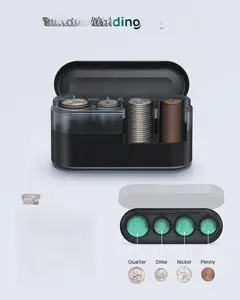 B BRAZIFY Larger-Capacity Coin Holder for Car Change Organizer Compatible with Most Cars Trucks Black Visual Translucent Design No Jamming Compact Size 4.6 x 1.69 x 2.4 Inches