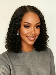 Pre Cut No Glue Curly Wave 4x4 Bob Wigs Glueless Wig Kinky Curly Wig for Women