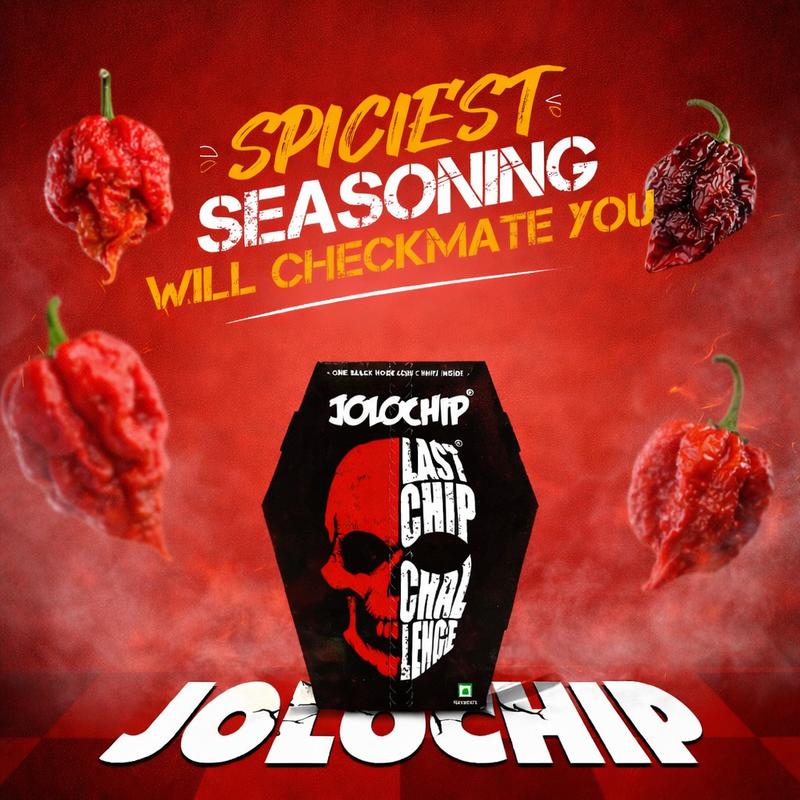 JOLOCHIP Last Chip Challenge 1pc - Spiciest Corn Snack with Carolina Reaper Trinidad Scorpion & Ghost Pepper Extreme Hot Crunchy Chilli Snack for 18+ Crispy