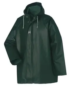 Helly Hansen Size S Green Rain Jacket 34-36" Chest, PVC & Cotton, Snap Closure 70300_490-S
