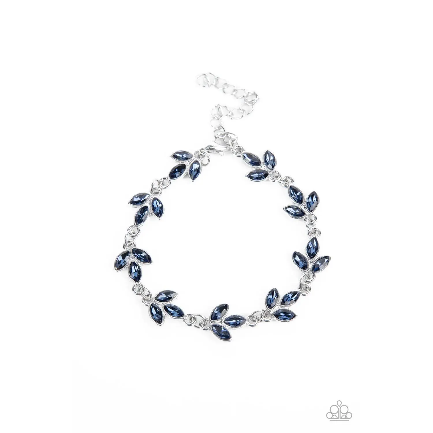 Unisex Elegant Fashion Blue Gala Garland Bangle (A068) - Adjustable Link Chain Jewelry Bracelets & Bangles, Leaf Shape, Marquise Rhinestone Gems, Adjustable Clasp, Radiant Individual Costume Jewelry Accessory, One Individual