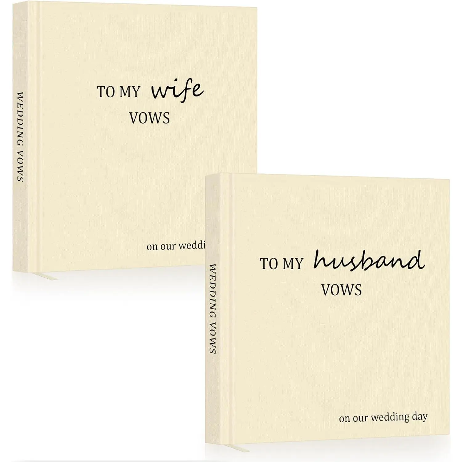 Elegant Vow Books His and Hers - 2-Pack Linen Hardcover Bride & Groom Promise Notebooks, 48 Sheets/96 Lined Pages, 5.87"x5.16" Office Stationery for Newly Engaged Couples, Enhancing Ceremony Significance